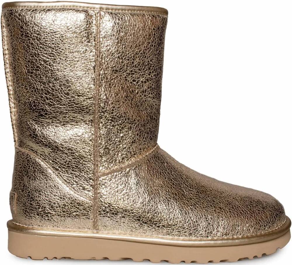 NEW UGG women's classic short sparkle boot in gold